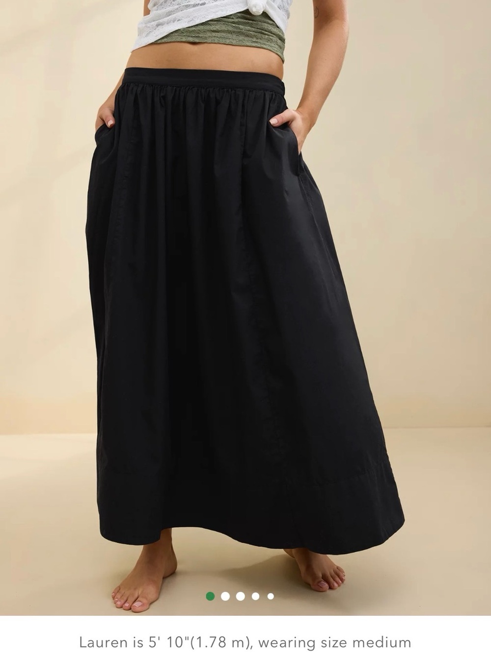 NEW Aerie Poplin Black Women's Maxi Skirt